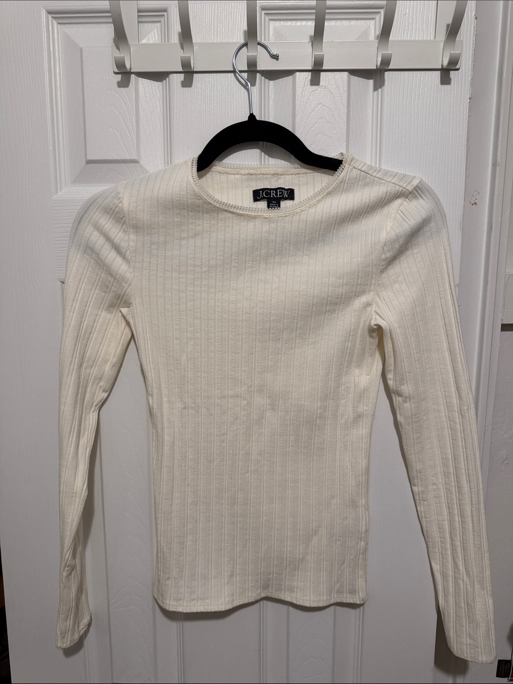 J. Crew Cream Ribbed Long-Sleeve Tee